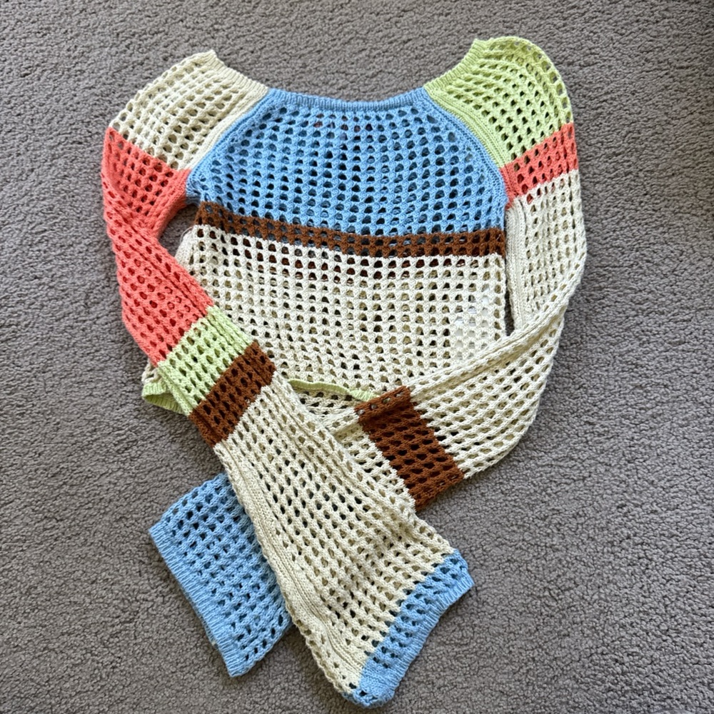 Colorful Crochet Knit Sweater
